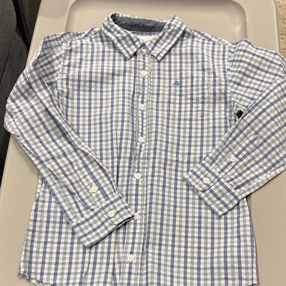 Southbound Blue and White Checkered Kids Button Down Shirt